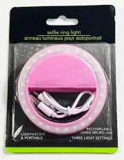 Selfie Portable LED Ring Fill Light Camera for Cell Phone USB Rechargeable PINK