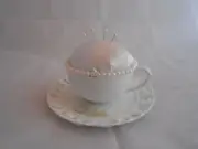 Cup and Saucer Pincushion, Handmade, Shabby Chic, Vintage Style, Sewing, Pins