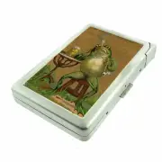 Vintage Illustration Smoking Frog Cigarette Case with lighter ID Holder Wallet