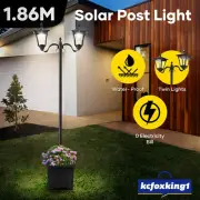 Solar LED Light Post Planter Outdoor Street Garden Security Pole Lamp Driveway