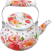 BIUDECO 1pc Retro Enamel Teapot Water Heating Kettle Decorative Design for Induction Electric Gas Stoves for Home Office Relaxation