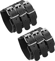 [Generic] Mens Leather Wide Band Handmade Triple Strap Cuff Medieval Wrap Gauntlet Wristband Buckle Fastening Arm Armor Cuff