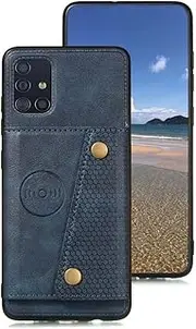 nh Case Samsung Galaxy A51 Case with Card Slots Holder Phone Cover Leather Exterior [with Screen Protector] [4 Card Pockets] Compatible for Samsung Galaxy A51 - Blue