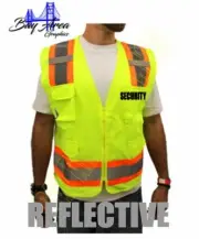 SECURITY SAFETY REFLECTIVE STRIPS VEST CLASS-2 YELLOW *M-L- XL*