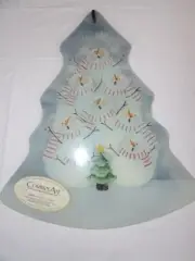 Counter Art Tempered Glass Cutting Board Tree Shaped w/Singing Snowmen NEW