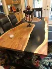 Black Epoxy Resin Art Dining Table Top Conference Meeting Entryway Desk Decors