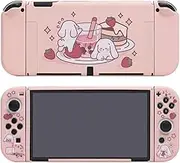 Kiloluv Milk Tea Bunny Switch OLED Protective Case Skin Cover Case Compatible with Nintendo Switch OLED Model 2021