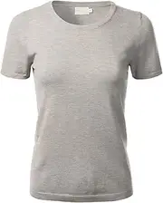 [FLORIA] Women's Soft Basic Crew Neck Pullover Short Sleeve Knit Sweater (S-XL)