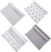 QUMIIRITY 4pcs Soft Cartoon Swaddle Wrap Blanket Comfortable Newborn Towel for Swaddling Nursing Cover Tummy and Burping