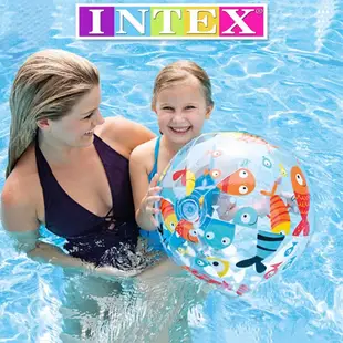 【居家寶盒】INTEX 59040 透明繽紛沙灘球 充氣球 海灘球 兒童海邊戲水 塑膠球 漂浮球3歲 (3.9折)