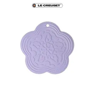 【Le Creuset】琺瑯鑄鐵鍋山茶花鍋20cm+花型隔熱墊(水晶紫)