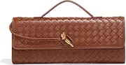 [SCRILLE] Evening Woven Handbag Vegan Leather Clutch Purse Removable Strap Shoulder Bag Fashion Crossbody Tote Bag