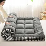 Futon Mattress Futons Sofa Couch Bed Roll Up Mattress Bed Topper Mat Floor Mattress for Adults(Gray,Queen)