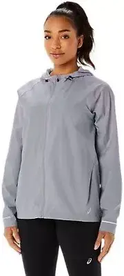Asics Women's Medium Waterproof Jacket In Piedmont Grey/dusk Violet