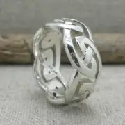 9 mm Wide Sterling Silver Celtic Knot Wedding Ring KEITH JACK Size 10 Boxed