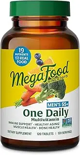 MegaFood Men's 55+ One Daily - Multivitamin for Men with B12, C & D Vitamins, Zinc & Selenium - Non-GMO, Gluten-Free, Vegetarian & Made without Dairy and Soy - 120 Tabs