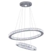 Eli & Co. Lighting Macy 2-Ring Crystal Chandelier – 3CCT Dimmable Chrome Finish