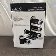 Zevro Spice Rack Zero Gravity Magnetic Stand 6 Canisters Rack Display NIB