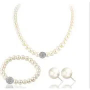 Jewellery Sets Vintage Simple Faux Pearl Choker Necklace Earrings Bracelet Jewellery Set