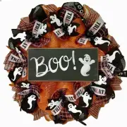 Halloween Boo Wreath With Adorable Ghosts Handmade Deco Mesh