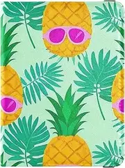 [Amooorous] Summer Sunglasses Pineapple Palm Leaf Green Leather decorative Passport Holders Travel Documents Organizer Protector Passport Case Travel Documents Wallet Waterproof, Summer Sunglasses pineapple palm