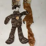Set Of 2 NEW Skinneeez Stuffing Free Dog Toys W/ Squeakers Squirrel, Jungle Cat