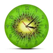 Summer Fruit Kiwi Designed Green Wall Clock Kiwi Fruit Fresh Slice Round Clock