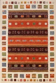 Soft and Plush Orange Wool Gabbeh Area Rug Hand-tufted 5x8 ft