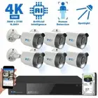 8 Channel 4K NVR 6 8MP AI Spotlight Microphone PoE IP Security Camera System 2TB