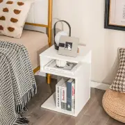 CostwayS-Shaped Side Table for Small Space with 2 Open Compartments