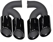 Compatible For Porsche Cayenne 2010-2014 Exhaust Tip Retrofit GTS Stainless Steel Black Quad Outlet Muffler Tip Tailtip Nozzle(Short Black 3)