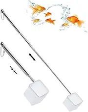 GAJUS Landing Net Fish Net Fish Tank Landing Net with Telescopic Handle Stainless Steel for Catching Small Fish Shrimp and Cleaning (Square)