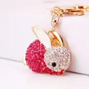 Cute Rabbit Shape Crystal Rhinestone Sparkling Keychain Bag Pendant Pink