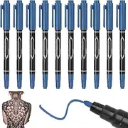 10Pcs Temporary Tattoo Markers for Skin, Double-Headed Henna Pen, Skin Markers for Tattoos with Thick & Fine Tip, Smooth & Safe Marking Pen