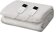 Giselle Bedding Electric Blanket, Double Heated Blankets Heating Pad Throw Rug Underlay Fleece Wool Winter Washable for Bed, Led Display Fully Fitted Automatic Shut-Off White