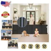Extra Wide 90 inch Retractable Gate for Kids & Dogs - Durable & Stylish Black