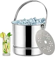 Ice Bucket - 1L Stainless Steel Ice Bucket, Double Wall Bar Ice Bucket with Handle, Vacuum Insulated Ice Bucket, Ice Bucket for Parties Chilling Beer Champagne and Wine