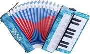 Mini Piano Accordion,Musical Instrument Kids Accordion ABS Adjustable Base,17 Keys 8 Bass Keyboard Accordion for Beginners,with Retractable Leather Strap Portable Kids and Adult Beginners,Light Blue