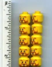 LEGO x 10 Yellow Minifig, Head Beard Dark Orange, Bushy Eyebrows, Goatee Castle