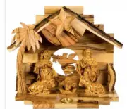 Kurt Adler 8” Olive Wood Nativity Music Box Silent Night New LOC0007