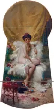 temptation through keyhole woman lady Tile Mural Wall Backsplash Marble Ceramic