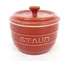 Staub Ceramic Salt Crock Container 10cm with Spoon Red