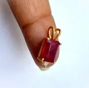 18K Gold Natural Ruby And Sapphire With Diamond Charm For Women