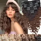 OMBRE DOUBLE WEFTED THICK CLIP IN REMY HUMAN HAIR EXTENSIONS FULL HEAD BODY WAVE