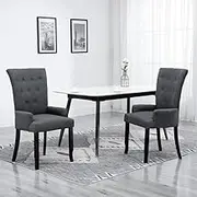 Dining Chair with Armrests Dark Grey Fabric,Comfortable Dining Chair for Kitchen and Dining Room with Fabric Upholstery and Oak Wood Frame in Dark Grey Dining Furniture, Dining Chairs