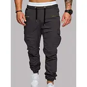 Men's Cargo Pants Trousers Drawstring Elastic Waist Multi Pocket Plain Wearable Outdoor Daily Camping Hiking Fashion Classic Black Army Green