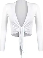 [GLOMY] Women's Bolero Chiffon Long Sleeve Cardigan Propeller, Multicoloured, White, M