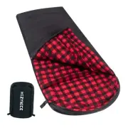 0 Degree Sleeping Bag 100% Cotton Flannel XXL for 90" x 39" Right Zip 0F Black