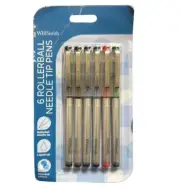 WHSmith 6 rollerball needle tip pens