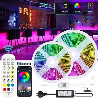 5050 RGB LED Strip Lights IP65 Waterproof Bluetooth APP Controller 1-30m